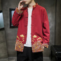 Buddha Stones Embroidered Clouds Frog-Button Long Sleeve Men's Cotton Tang Suit Jacket