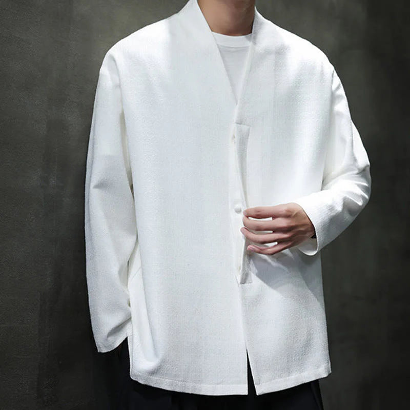 Buddha Stones Spring Fall Solid Color Long Sleeve Men's Jacket
