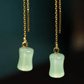 Buddha Stones Jade Bamboo Pattern Luck Drop Earrings