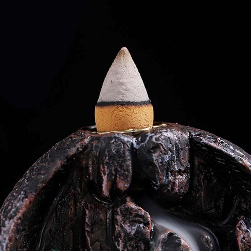 Buddha Stones Mountain Bridges Pattern Meditation Resin Backflow Incense Burner