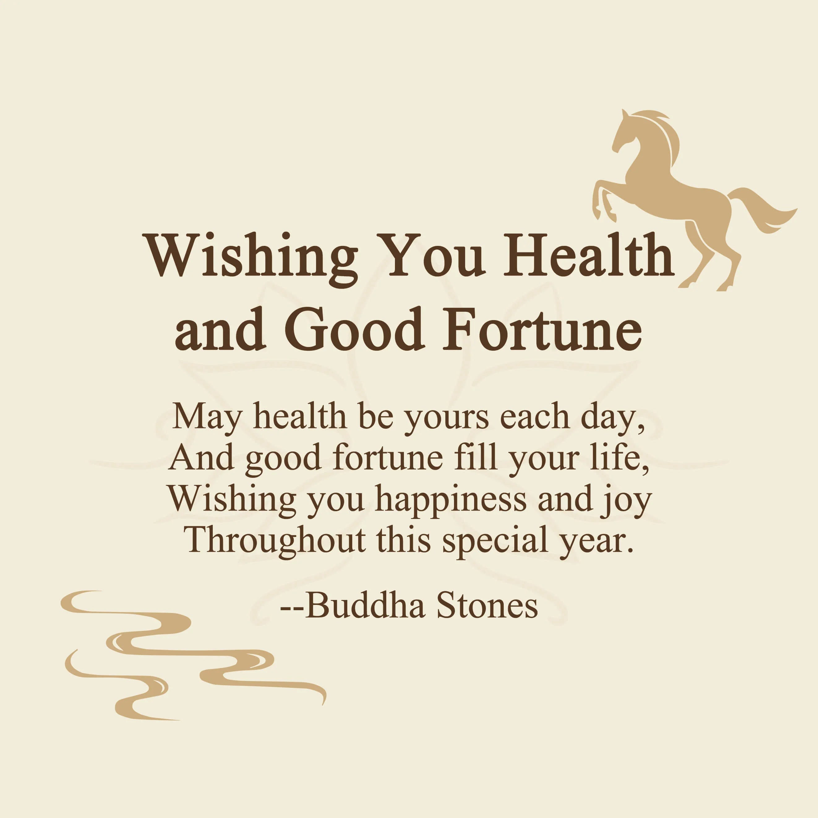Buddha Stones Wishing You Health and Good Fortune Year of the Horse Includes Gift Message Card