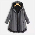Buddha Stones Fall Wheat Ear Pattern Mid-length Design Women's Long Sleeve Hooded Coat With Pockets