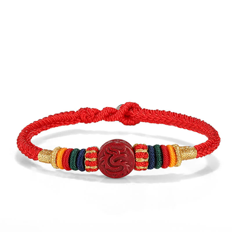 Buddha Stones Year of the Dragon 925 Sterling Silver Chinese Zodiac Cinnabar Auspicious Matches Blessing Bracelet (Extra 35% Off | USE CODE: FS35)