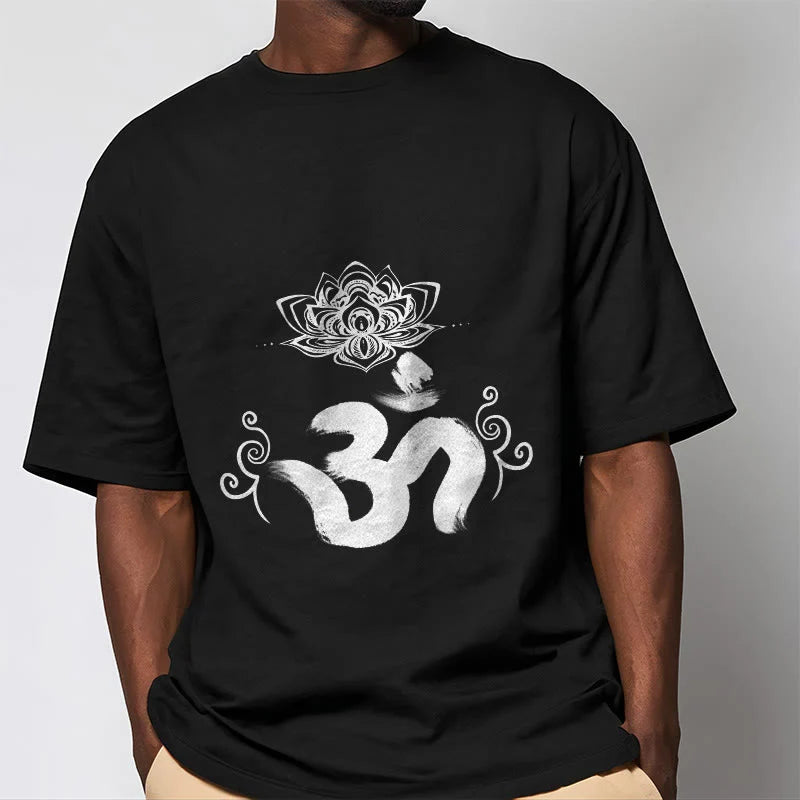 Buddha Stones Om Symbol Sanskrit Floral Tee T-shirt