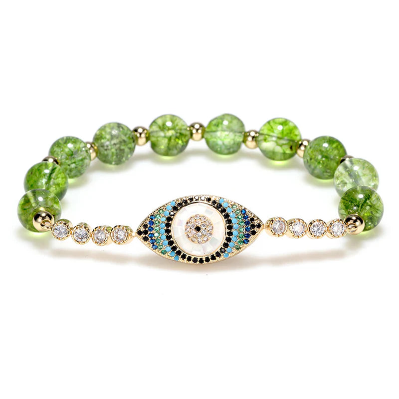 Buddha Stones May Light and Protection Be With You Peridot Bracelet Includes Gift Message Card