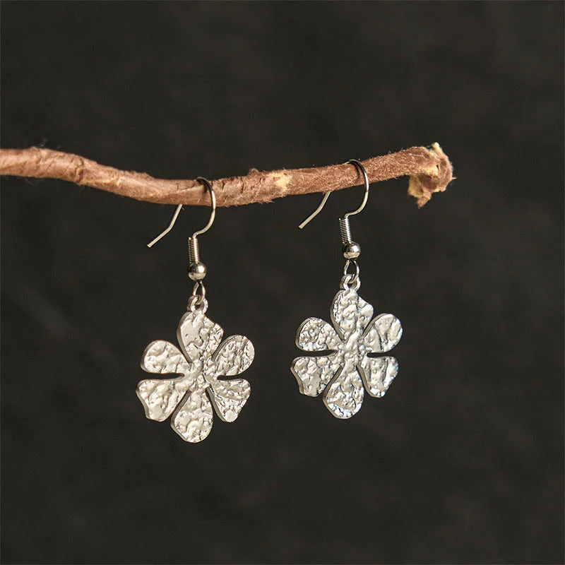 Buddha Stones Elegant Titanium Steel Balance Hammer Marks Earrings