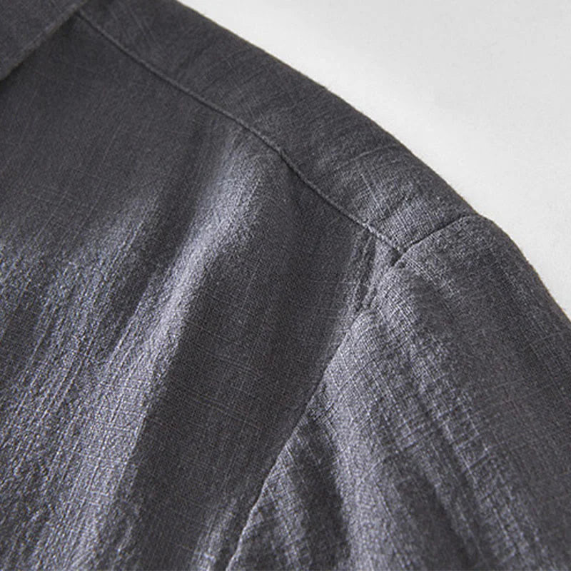 Buddha Stones Commute Plain Simple Buttons Design Men's Long Sleeve Ramie Linen Jacket With Pockets