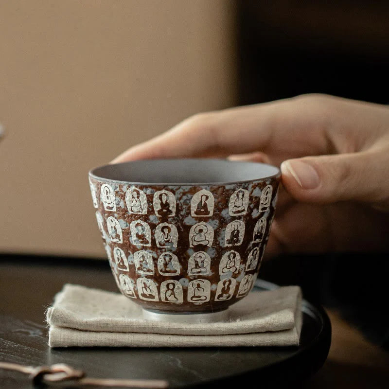 Buddha Stones Ten Thousand Buddha Poems Teacup Kung Fu Tea Cup 100ml With Gift Box