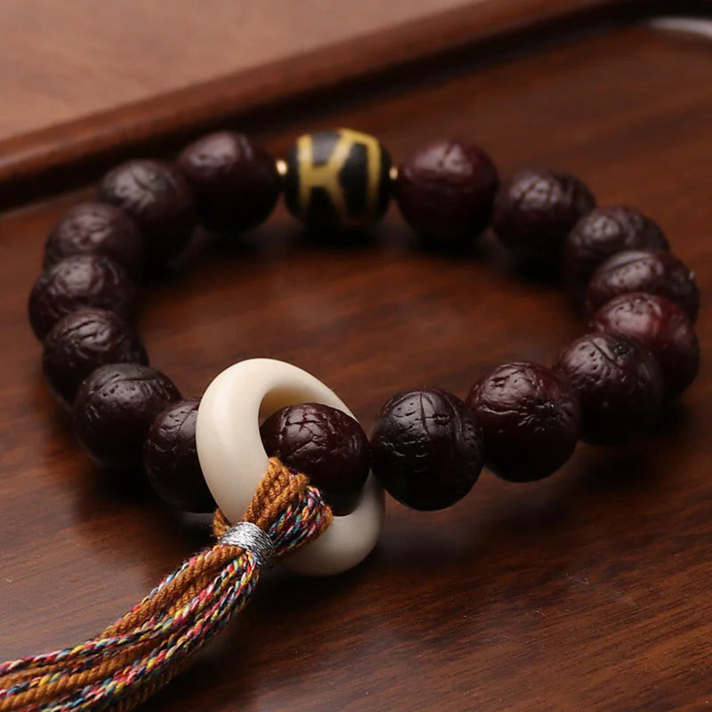 Buddha Stones Tibetan Bodhi Seed Agate Bead Luck Wealth Tassel Charm Wrist Mala (Extra 30% Off | USE CODE: FS30)