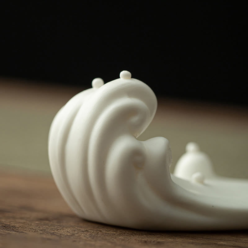 Buddha Stones Buddha Monk Ceramic Sea Wave Mountain Blessing Incense Burner Decoration