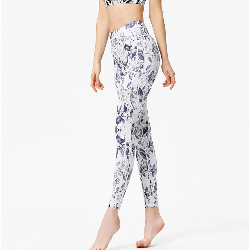 Buddha Stones Flowers Leaves Print Pants Sports Fitness Yoga Leggings Women's Yoga Pants