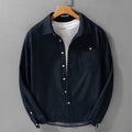 Buddha Stones Fall Pure Color Buttoned Detail Lapel Men's Long Sleeve Jacket