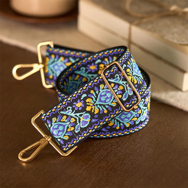 Buddha Stones Bohemian Flower Geometric Stripes Embroidery Adjustable Handbags Crossbody Shoulder Bag Purse Straps Replacement
