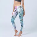 Buddha Stones Black Line-Drawn Flower Leaves Pattern Print Gym Leggings Women's Yoga Pants