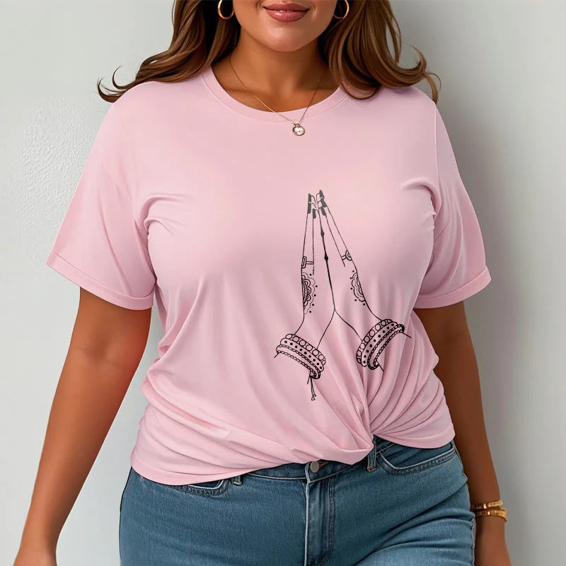 Buddha Stones Put Hands Together Prayer Design Tee T-shirt