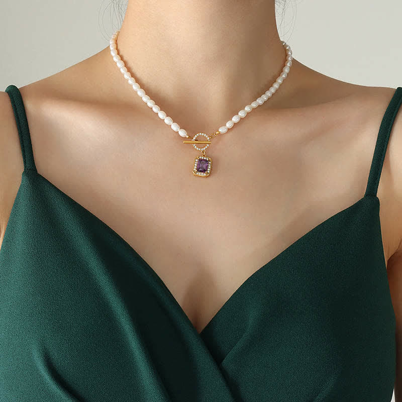 Buddha Stones Pearl Zircon Wealth Charm Necklace Pendant
