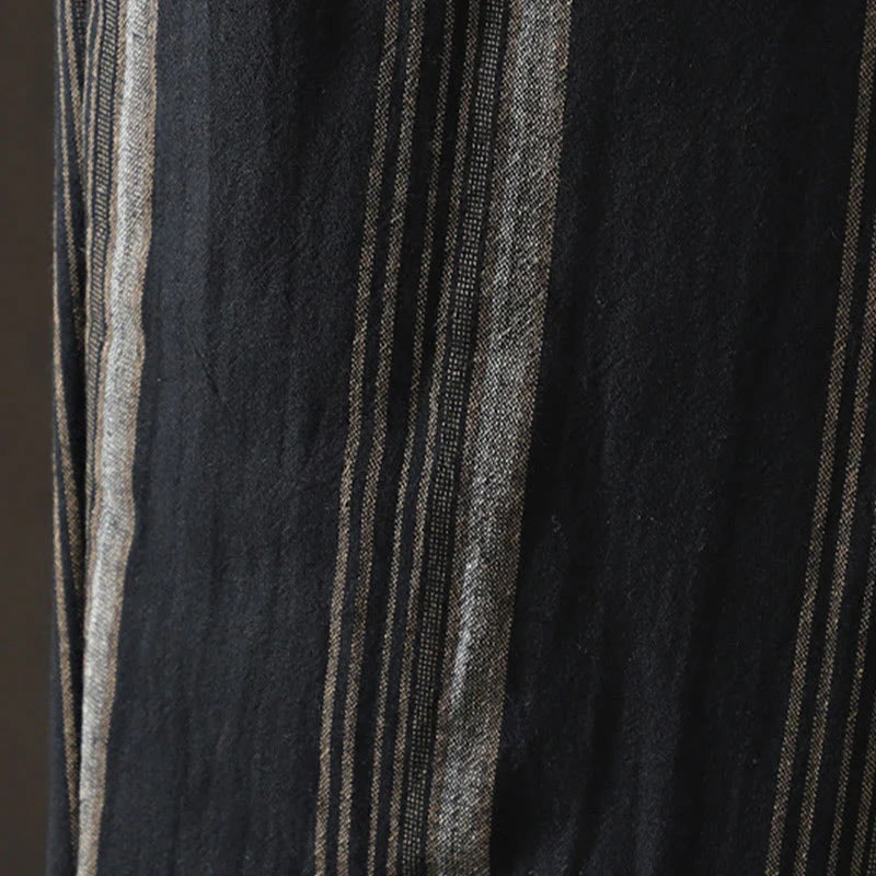 Buddha Stones Commute Thermal Striped Cotton Women's Harem Pants With Pockets
