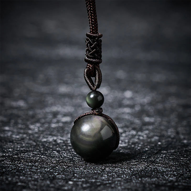 Buddha Stones Tiger's Eye Silver Sheen Obsidian Gold Sheen Obsidian Rainbow Obsidian Positive Necklace Pendant