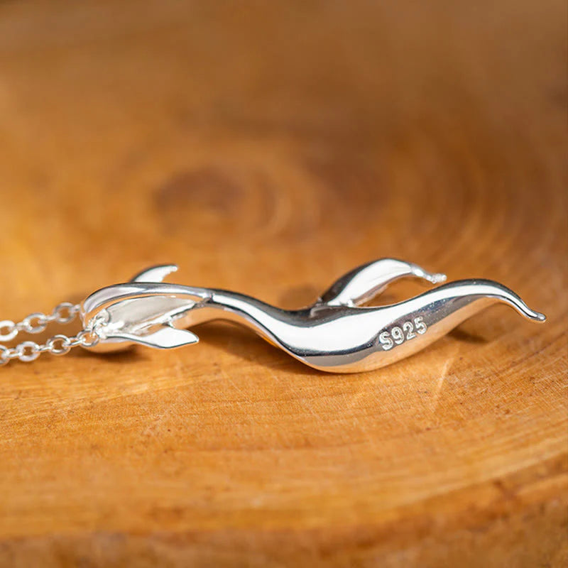 Buddha Stones 925 Sterling Silver Golden Koi Fish Luck Necklace Pendant