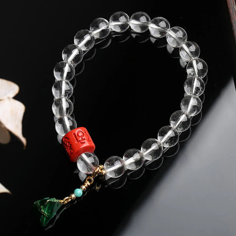 FREE Today: Meditation and Healing Natural Clear Quartz Om Mani Padme Hum Bracelet