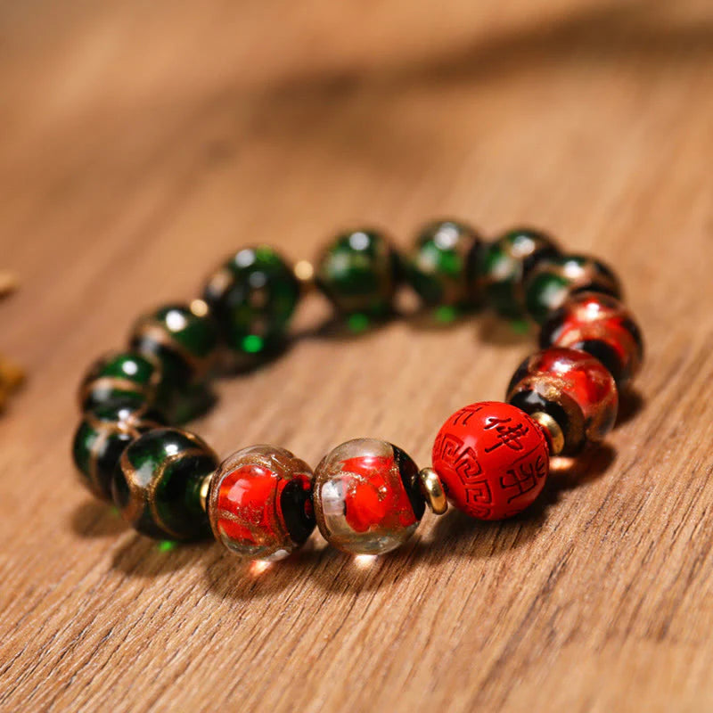 Buddha Stones Tibetan Five God of Wealth Thangka Liuli Glass Bead Chinese Zodiac Protection Bracelet (Extra 35% Off | USE CODE: FS35)