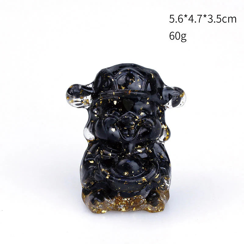 Buddha Stones God of Wealth Amethyst Crystal Resin Energy Fortune Home Decoration