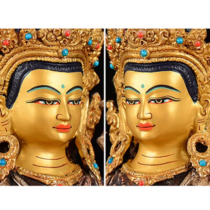 Buddha Stones Bodhisattva Chenrezig Four-armed Avalokitesvara Protection Copper Statue Decoration