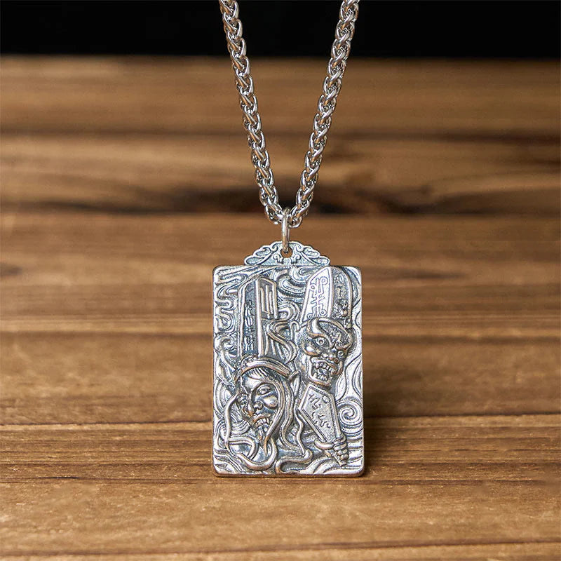 Buddha Stones Copper Black White Impermanence Pattern Balance Pendant Necklace