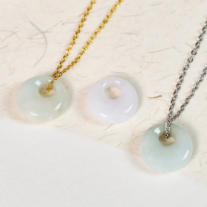 Buddha Stones Round Buckle Jade Luck Necklace Pendant