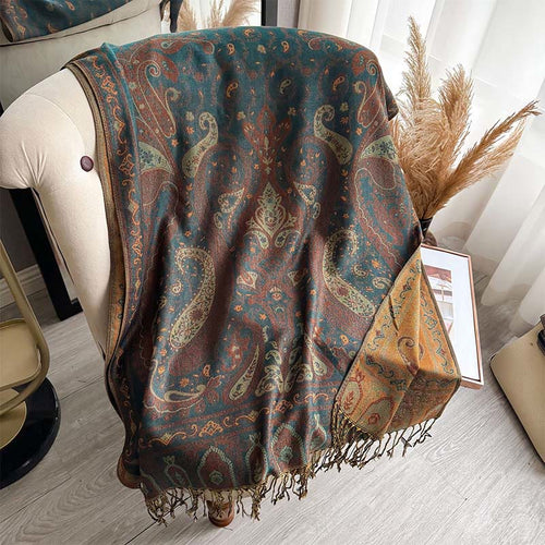 Buddha Stones Spring Floral Paisley Pattern Scarf Shawl With Tassels