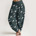 Buddha Stones Cotton Elegant Cranes Winding Lines Pattern Women's Elastic Waist Harem Pants
