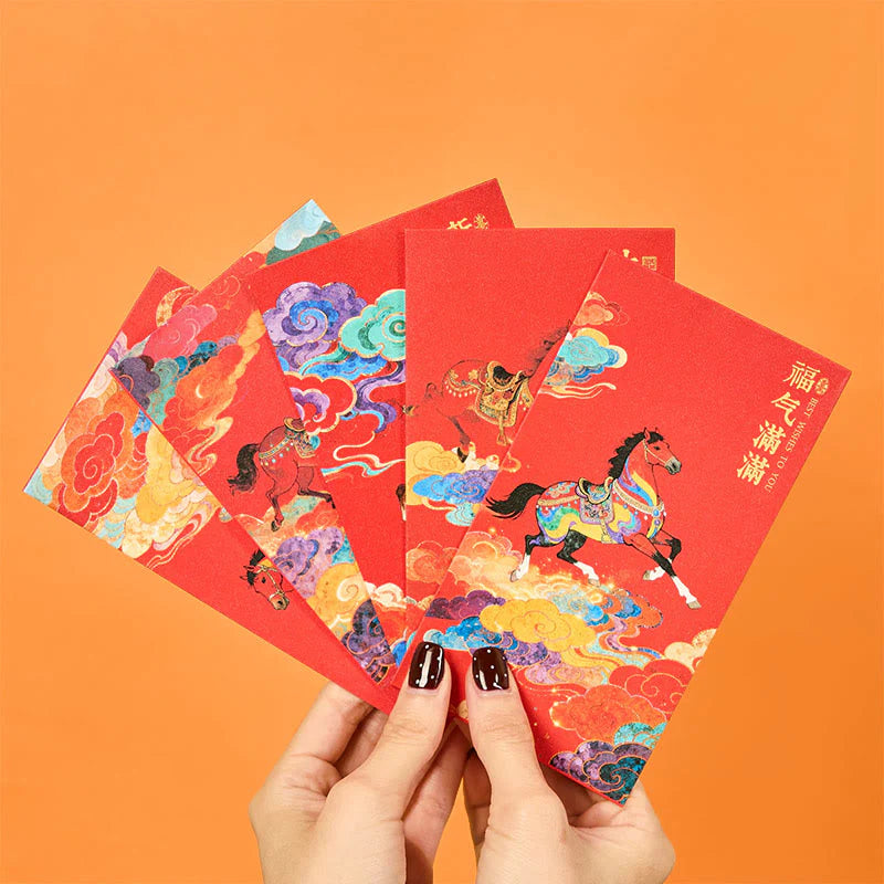 Buddha Stones Year Of The Horse 2026 New Year Blessings 6pcs Chinese Red Envelope