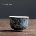 Buddha Stones Blue Lotus Peach Blossom Chrysanthemum Design Ceramic Teacup Kung Fu Tea Cups