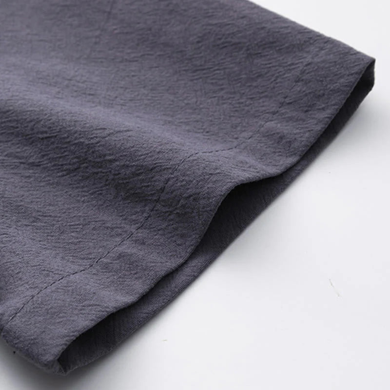 Buddha Stones 2Pcs Chinese Characters Crane Cotton Shirt Pants With Pockets Men's Meditation Cloth Set