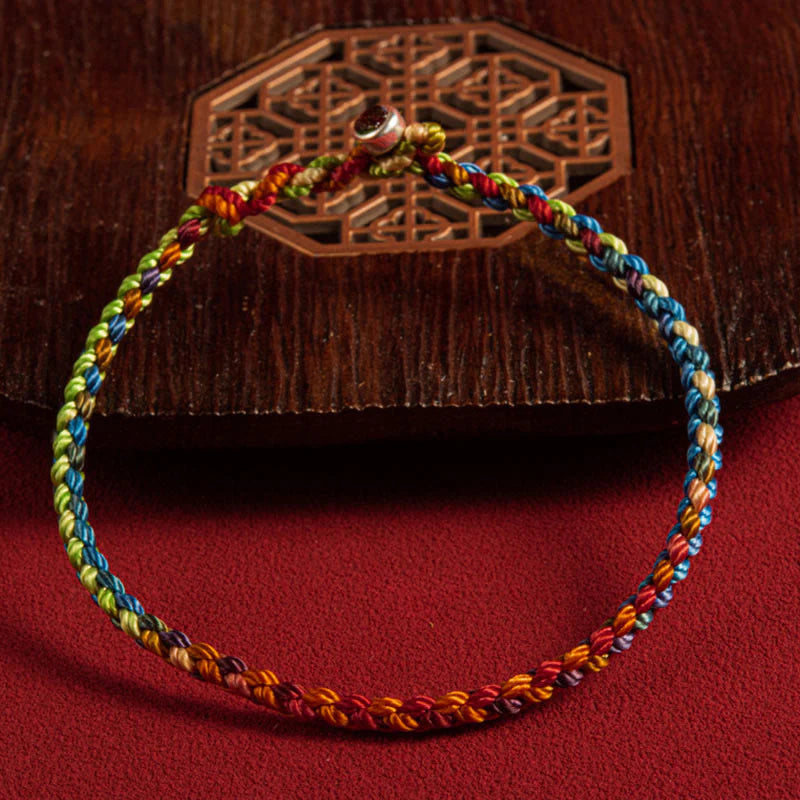 Buddha Stones May you be blessed with peace and safety in all four seasons Lucky Multicolored Bracelet