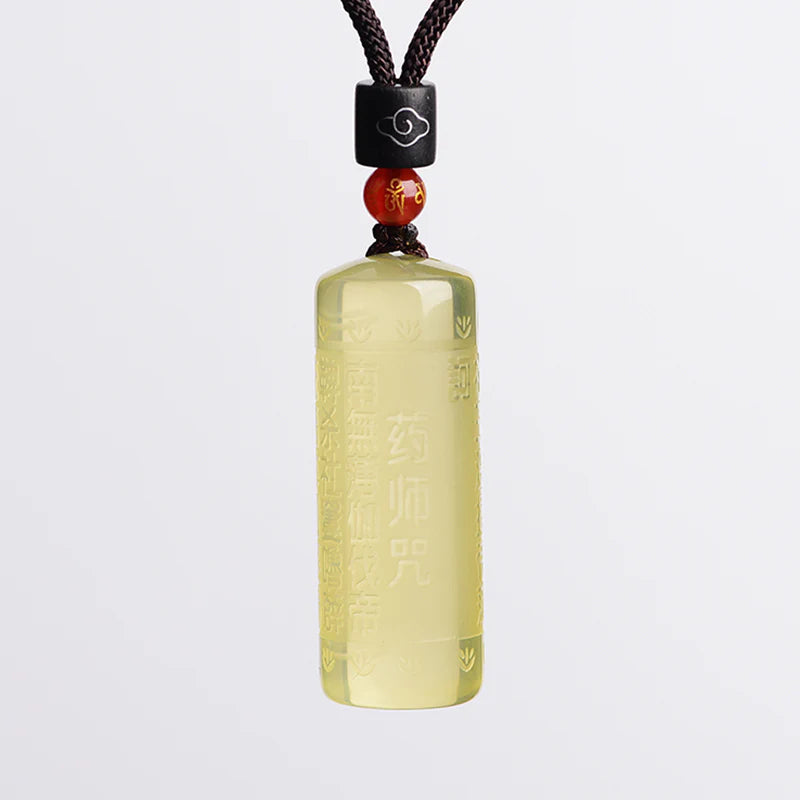 Buddha Stones Heart Sutra Citrine Happiness Strength Necklace Pendant
