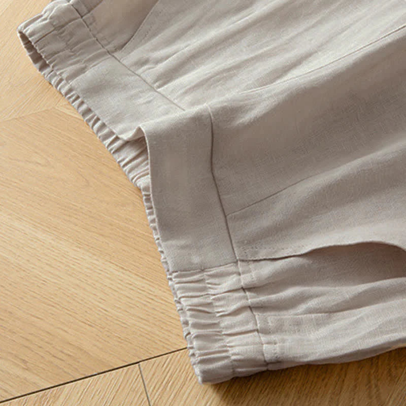 Buddha Stones Women's Spring High Elastic Waist Wide Leg Long Pants With Side Pockets