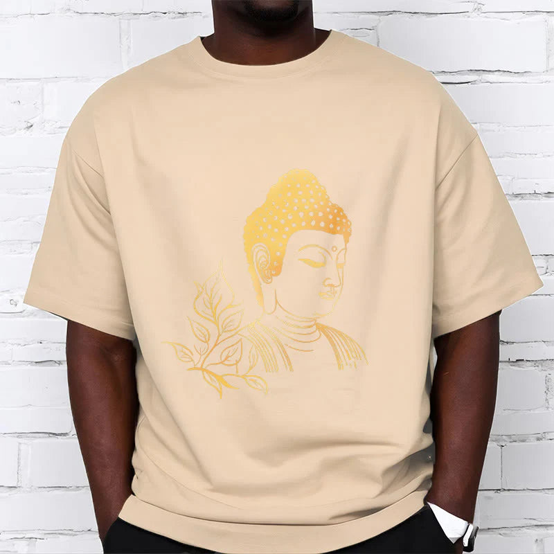 Buddha Stones Golden Leaves Meditation Buddha Tee T-shirt