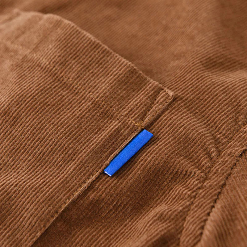 Buddha Stones Plain Button Down Cotton Corduroy Men's Long Sleeve Jacket