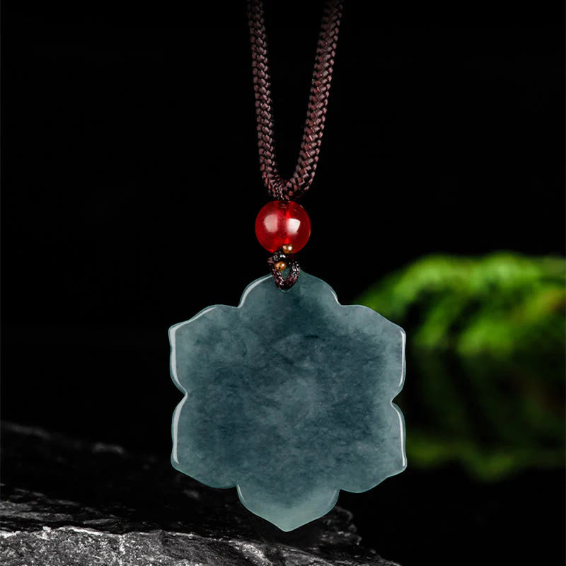 Buddha Stones Peach Blossom Jade Prosperity Necklace Pendants