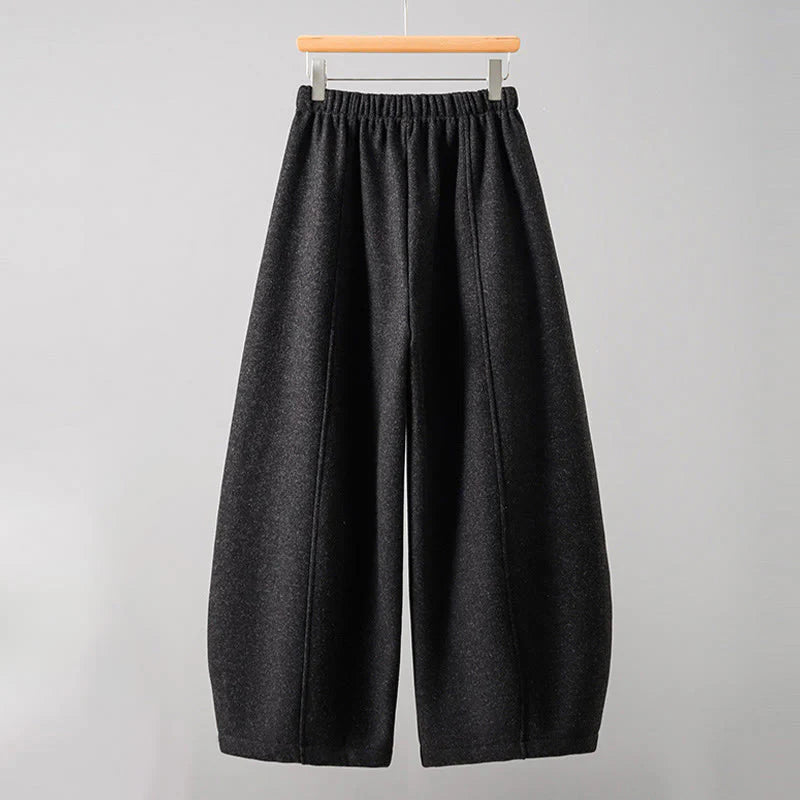 Buddha Stones Plain Cotton Lace-Up Design Thick Women's Pants With Pockets