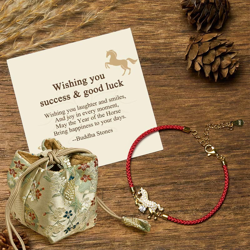 Buddha Stones Wishing You Success & Good Luck Year of the Horse String Includes Gift Message Card