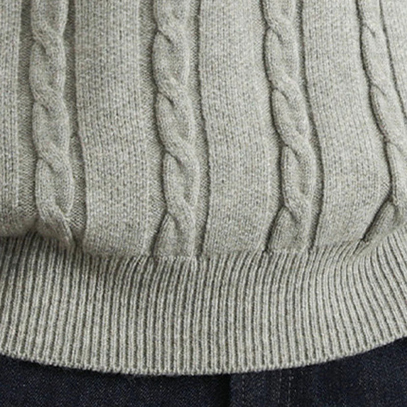 Buddha Stones Winter V-Neck Buttons Twisted Design Warm Men's Long Sleeve Knitted Sweater
