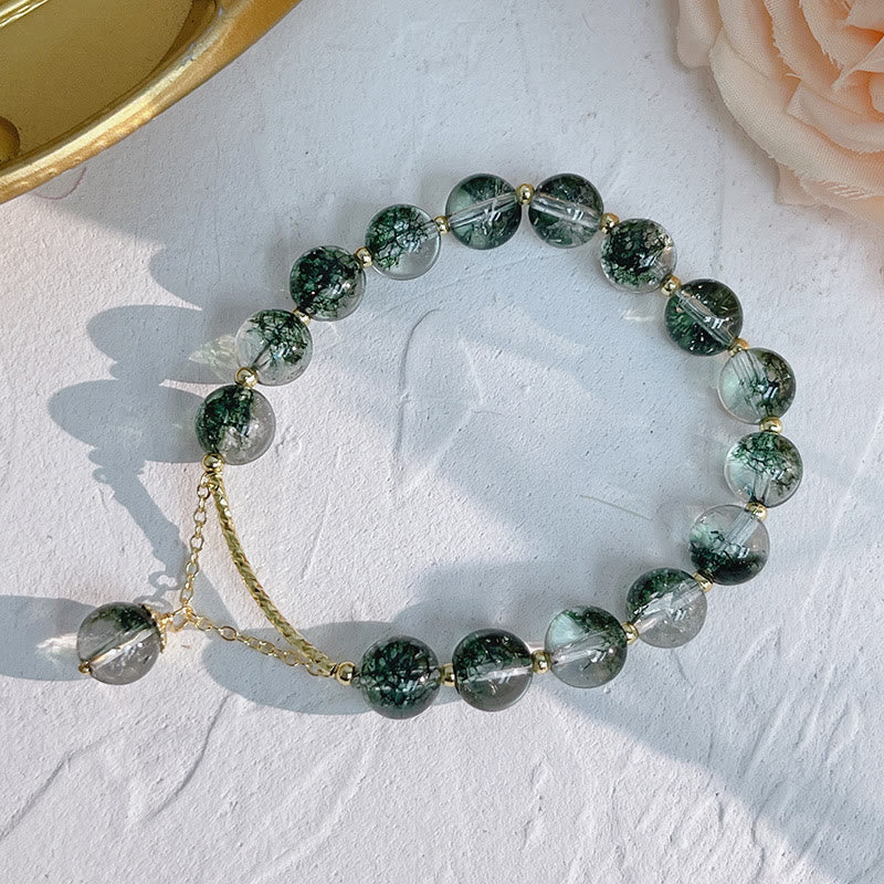 Buddha Stones Green Phantom Crystal Confidence Charm Bracelet