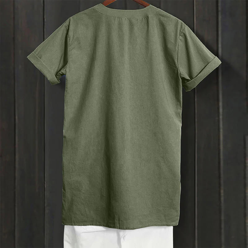 Buddha Stones Casual Plain Button Notched Collar Women's Short Sleeve Shirt