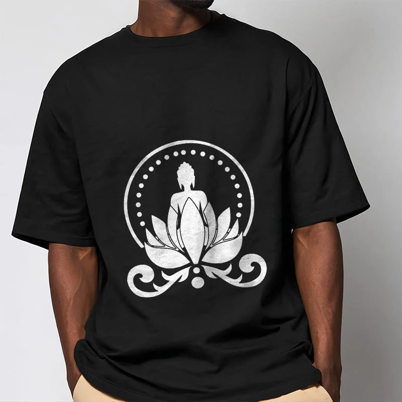 Buddha Stones Meditation Buddha Seated On A Lotus Flower Tee T-shirt