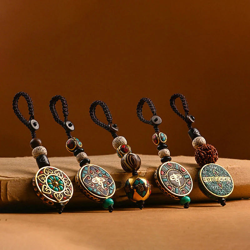 Buddha Stones Tibetan Om Mani Padme Hum Bodhi Seed Peace Key Chain