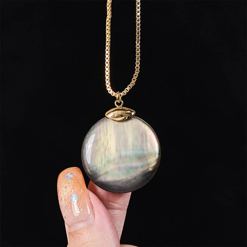 Buddha Stones Round Tridacna Stone Calm Necklace Pendant