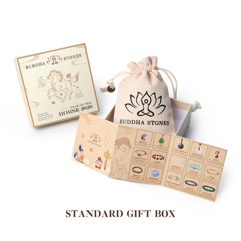 Buddha Stones Sending You Happiness and Strength Year of the Horse String Includes Gift Message Card