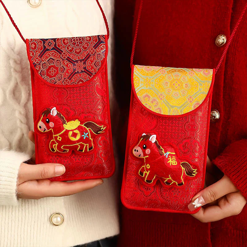 Buddha Stones Year Of The Horse 2026 New Year Fu Character Lucky Embroidery Chinese Red Envelope